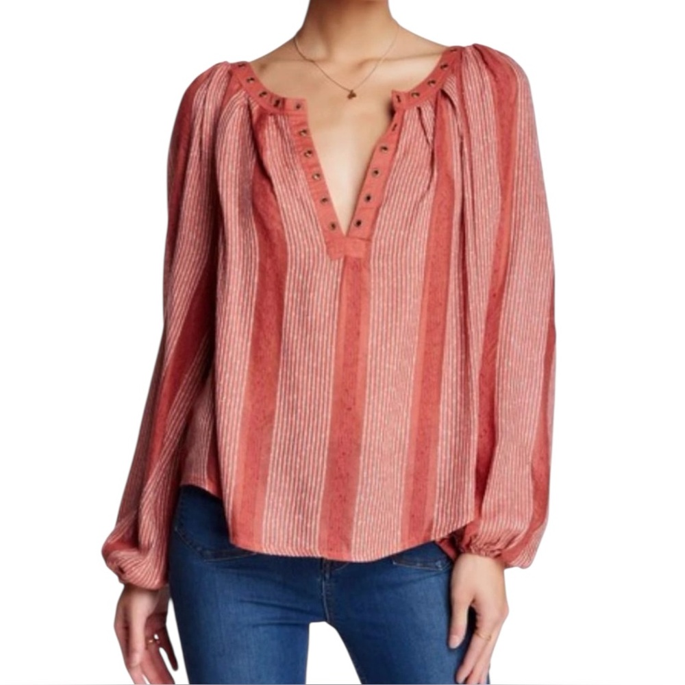 Free People Against All Odds Grommet in Terracotta Top Size Medium